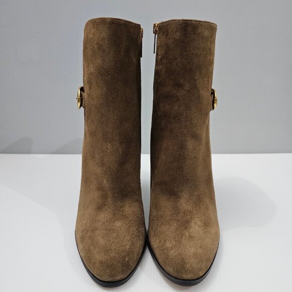 NEW Veronica Beard Viv Ankle Boot Womens 10 Brown Suede High Heeled Buckle Fall - Picture 5 of 15